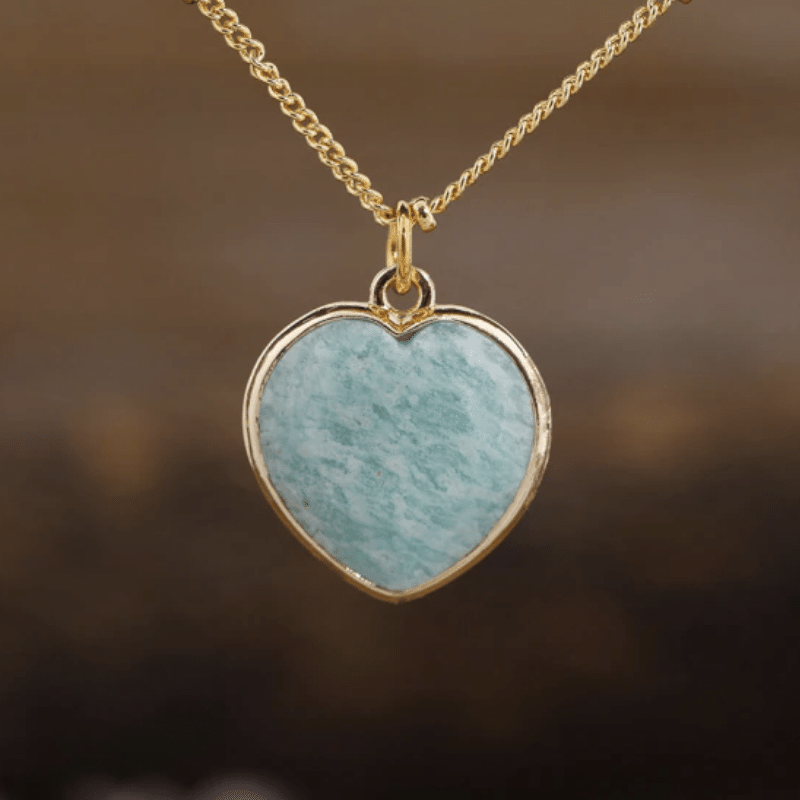 Collier Coeur en Amazonite | Lithothérapie Stéphanie