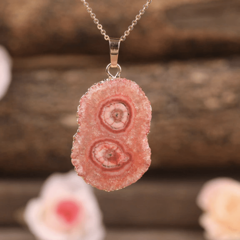 Collier Druse en Agate | Orange | Lithothérapie Stéphanie