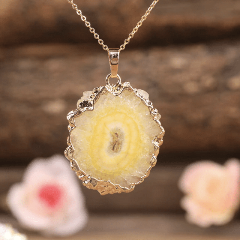 Collier Druse en Agate | Jaune | Lithothérapie Stéphanie