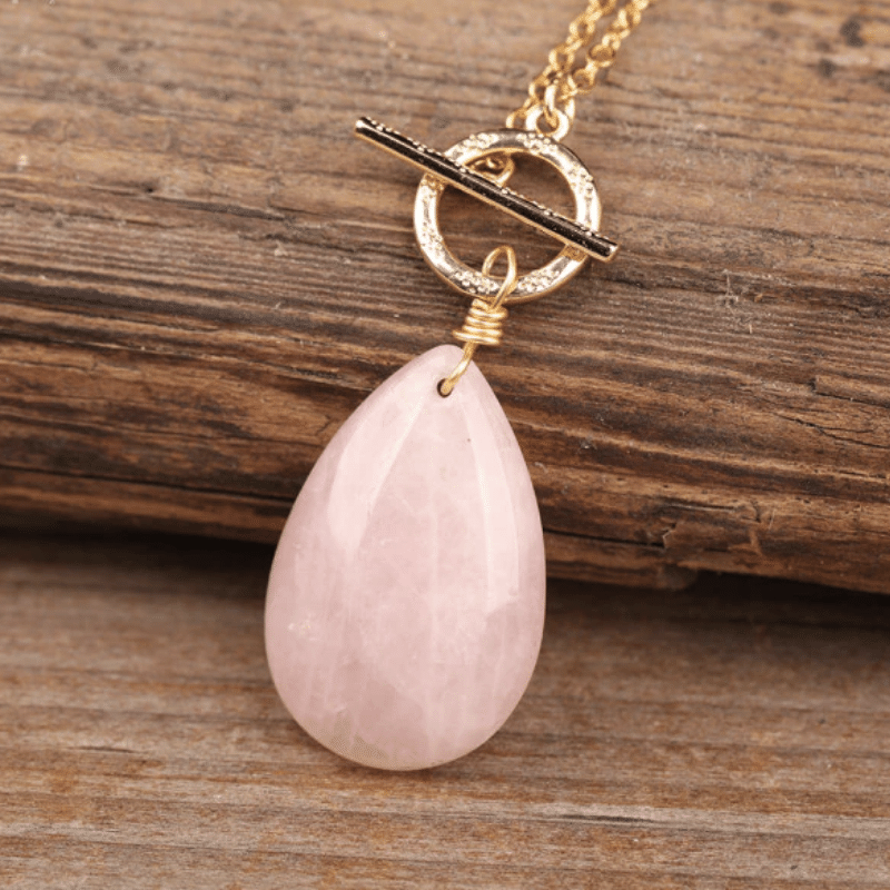 Collier Goutte en Quartz Rose | Lithothérapie Stéphanie