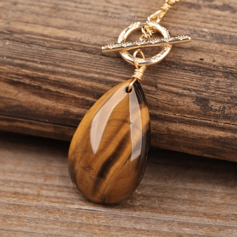 Collier Goutte en Oeil de Tigre | Lithothérapie Stéphanie