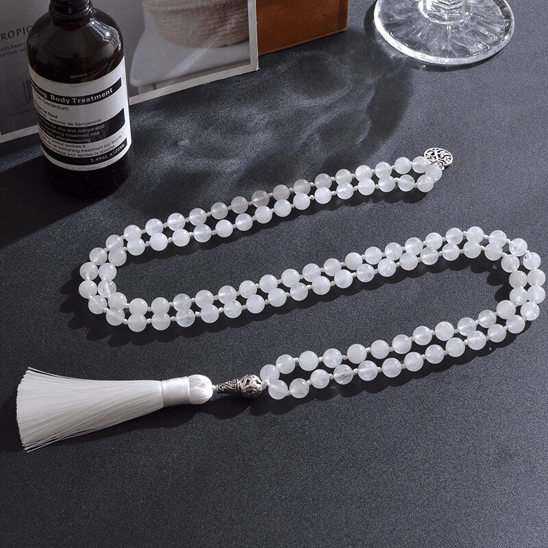 Collier Mala en Jade Blanc | Lithothérapie Stéphanie