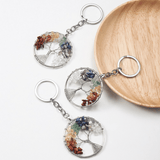 Porte-Clés Arbre de Vie et Chakras | Lithothérapie Stéphanie