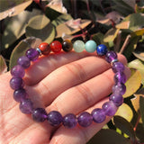 Bracelet 7 Chakras en Pierre Améthyste | Lithothérapie Stéphanie